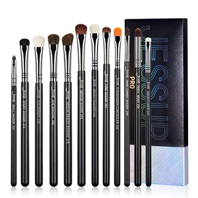 Imagen de Jessup Brochas de Maquillaje para Sombra Ojos,12 Piezas Set Ojos Profesional,Pinceles Ojos,Corrector,Sombreado Ahumado Difuminador,T339
