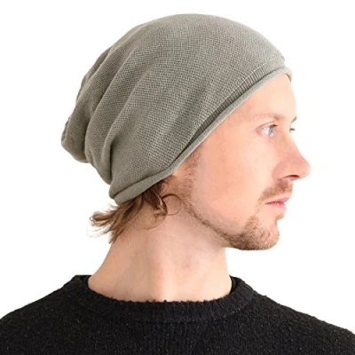 Imagen de CHARM Casualbox 100% Seda Gorros Beanie Natural Quimio Sombrero Sensible Piel Grande Desgarbado Gris