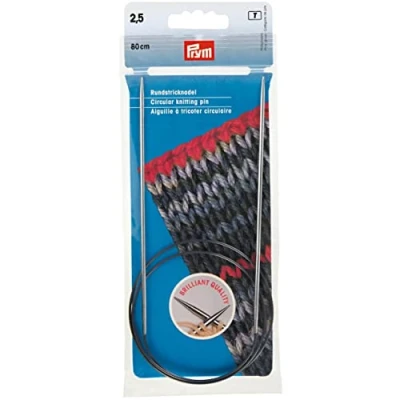 Imagen de Prym Agujas de Tejer Circulares MS 80 cm 2,50 mm Plata, Latón, Multicolor, 2,5