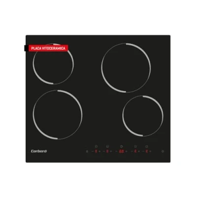 Imagen de Corbero Placa Vitrocerámica 4 Zonas CCVM4604 Potencia 6000 W Control Táctil Temporizador 99 Min 9 Niveles de Desconexión y Bloqueo Seguridad