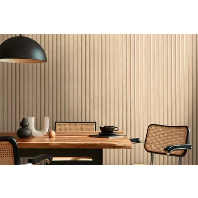 Imagen de A.S. Création papel pintado tejido no motivo de panel mural efecto metálico 0,53 x 10,05 m beige marrón dorado imitación madera Made in Germany 786651