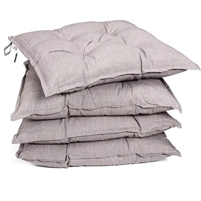Imagen de Detex Set de 4 Cojines para sillas jardín Crema Almohadillas Asiento viscoelásticas y Lavables