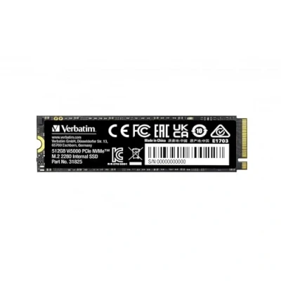 Imagen de Verbatim Vi5000 NVMe M.2 Unidad SSD Interna con 512 GB de Almacenamiento Datos e Interfaz PCIe Gen 4, Estado sólido para PC Juegos y Playstation 5, Color Negro
