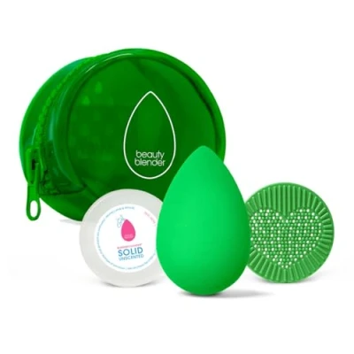 Imagen de beautyblender Besties BioPure Blend &amp; Cleanse Set esponja de maquillaje y limpiador maquillaje, aplicación mezcla profesional, vegano libre crueldad, fabricado en los Estados