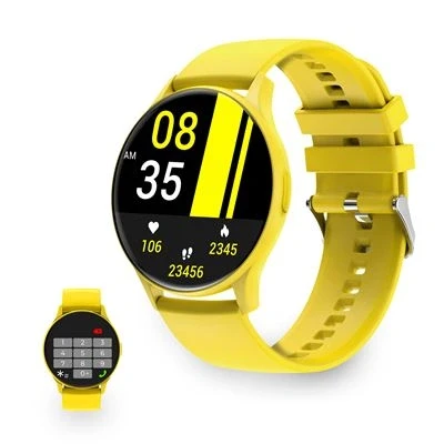 Imagen de KSIX Core Reloj Inteligente Deportivo Hombre Mujer, Smartwatch con Llamadas y Notificaciones, Pulsera Actividad, Pulsómeto, Tensiómetro, Podómetro, Monitor de Salud, App iOS Android, Amarillo