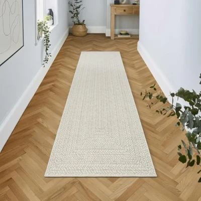 Imagen de the carpet Kansas Alfombra para Exterior e Interior con Aspecto de Yute Natural, Resistente a la Intemperie, Apta Patio y jardín, Crema, 60 x 180 cm
