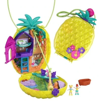 Imagen de Polly Pocket Cofre Colgante con Lila en Forma de piña, muñeca Accesorios (Mattel GKJ64)