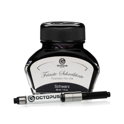 Imagen de Octopus Fluids Schwarz tinta para escribir con convertidor incluido, pluma estilográfica, 30 ml negro