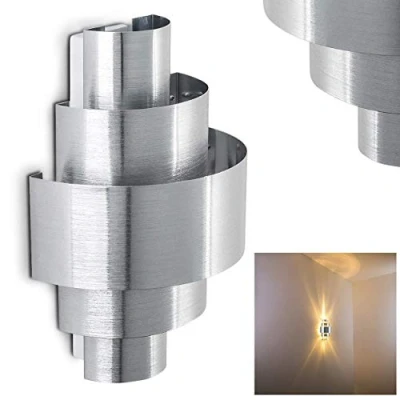 Imagen de aplique Lucillo de metal en aluminio cepillado, moderno con efecto arriba y abajo, 1 x E14, interior luminoso, sin bombilla(s)