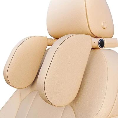 Imagen de Aipwerer Reposacabezas Lateral Del Coche,Soporte Para Cuello Retráctil Extraíble Almohada Asiento Coche,Apto Niños Adultos Soporte La Cabeza (Color arroz)