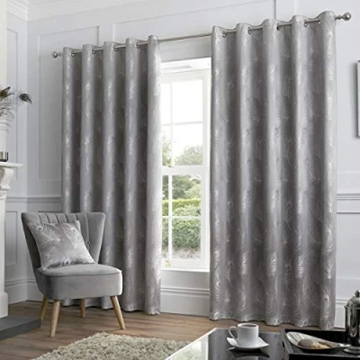 Imagen de Curtina, Plateado, Curtains: 90&quot; Width x 72&quot; Drop (229 183cm)