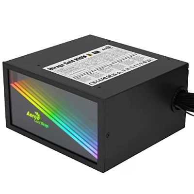 Imagen de Aerocool MIRAGEGOLD850, Fuente Alimentación PC 850W, RGB Infinity Mirror, 80Plus Gold, Condensadores Japoneses, Negro