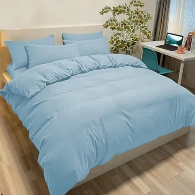 Imagen de Poligino Fundas Nórdicas Cama 90 Microfibra Juego de Funda Edredón 135x200 cm, 1 Almohada 50 x 80 cm Azul Claro