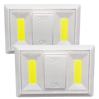 Imagen de Jandei Pack 2x Luces Nocturnas LED con Interruptor Encendido Apagado, 110 Lm, Luz Auxiliar de Pasillo, Dormitorio, Salón, Cocina, Armario (Funcionan Pilas AAA no incluidas)