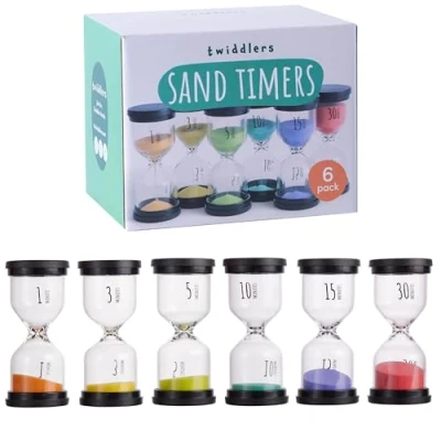Imagen de THE TWIDDLERS 6 Relojes de Arena Diferentes Tiempos Temporizadores (1/3/5/10/15/30 Minutos) Cocina, Hogar, Oficina y Juego Temporizador