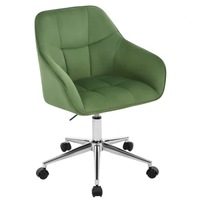 Imagen de WOLTU Silla Escritorio, Oficina Giratoria, Taburete Terciopelo con Respaldo y Reposabrazos, Sillas Ergonomicas Ruedas, Altura Regulable, Tocador para Dormitorio, Verde,BS145dgn