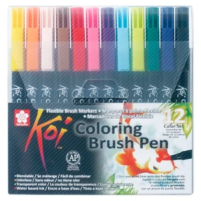 Imagen de Sakura KOI Coloring Brush Set 12 Pack de rotuladores, Punta pincel
