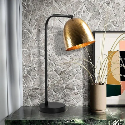 Imagen de Lámpara de sobremesa martillada Lectio soporte H52 cm Metal Negro Oro Menzzo