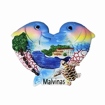 Imagen de Malvinas Imán para nevera con diseño de delfines 3D, hecho a mano, decoración del hogar y la cocina, colección imanes