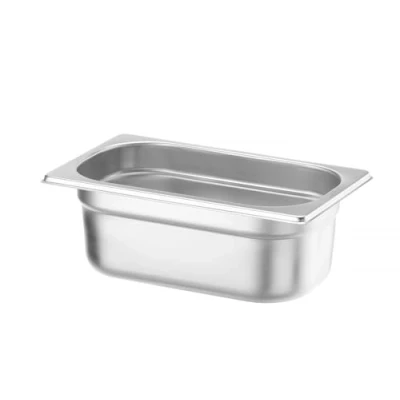 Imagen de HENDI Recipiente GN 1/4,contenedor GN,apilable,resistente a Temperaturas de 40 300C,apto para hornos,congeladores,calientaplatos,baño María,2.8L,265x162(H) 100mm,acero inoxidable 18/10
