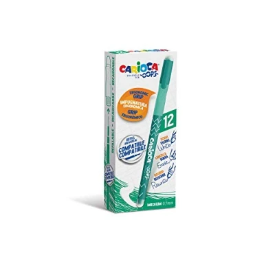 Imagen de CARIOCA Oops Verdes Set Bolígrafos Borrables Recargables con Tapa para el Colegio, Universidad y Oficina Doble Goma Incorporada Agarre Ergonómico, 12 Uds