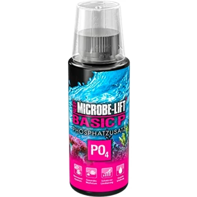 Imagen de Microbe Lift Basic P 118 ml Aditivo de fosfato para el Aumento controlado del Valor PO4 en acuarios Marinos, favorece la Salud los corales.