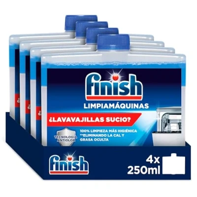 Imagen de Finish Limpiador profundo de máquina líquido contra cal y grasa para un lavavajillas limpio Pack ahorro 4 x 250 ml