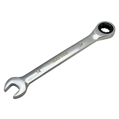 Imagen de DAKCOS Llave combinada de carraca 14mm fija con trinquete en Cr V acabado cromado mate
