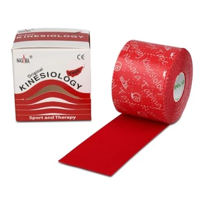 Imagen de Nasara cinta kinesiológica original para el deporte y la medicina, tamaño del rollo 5cm x 5m, rojo