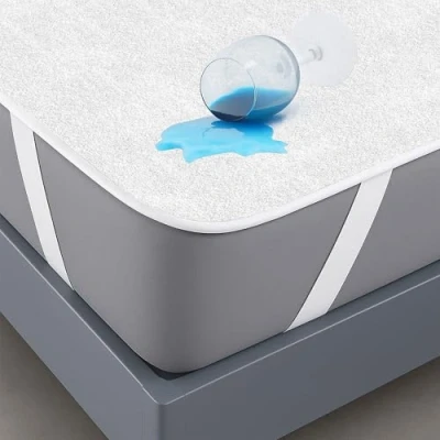 Imagen de Protector Colchón 150 x 190 cm Pack 2 Funda Impermeable de Algodón Sábana Protectora para Cama Cubre Transpirable Hipoalergénico Antiácaros Lavable a Máquina