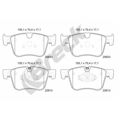 Imagen de BRECK 22813 00 701 Juego de pastillas freno preparado para indicador desgaste PEUGEOT: 3008 II SUV, Rifter MPV, 5008