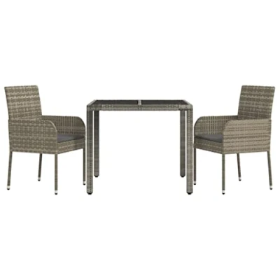 Imagen de vidaXL Set Comedor de jardín 3 Piezas con Cojines ratán sintético Gris