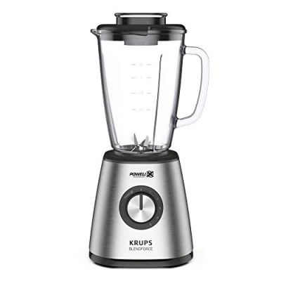 Imagen de Krups KB439D Blendforce 2 Batidora de pie, 800 W, 5 velocidades, función pulso, recipiente vidrio térmico 1,75 litros (volumen útil: 1,25 litros), resistente a los golpes, trituradora