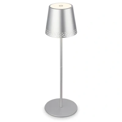 Imagen de BRILONER Batería LED Lámpara de Mesa 2 en 1, Regulación Continua, Táctil, Luz Móvil, para Exteriores, sin Cable, Cromo Mate