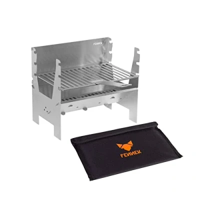 Imagen de FENNEK LIGHT Barbacoa desmontable de carbón Diseño compacto acero inoxidable Ideal para acampar, autocaravanas, el jardín y aire libre
