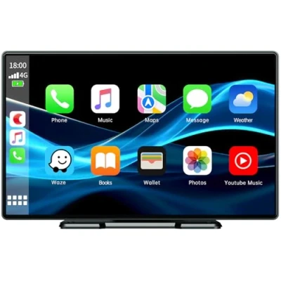 Imagen de Volam Portátil Radio Coche con Inalámbrico A pple Carplay &amp; Android Auto,9 Pulgadas Autoradio Estéreo IPS Pantalla Táctil Bluetooth 5.0, de Asistencia Voz/Mirror Link/FM/AUX
