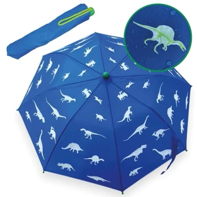 Imagen de HECKBO paraguas infantil sirena mágica cambia de color cuando llueve plegable para niñas reflectantes mango madera, tapas protectoras y funda protectora