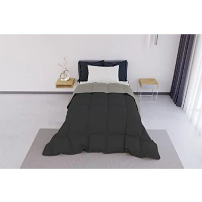 Imagen de Italian Bed Linen Elegant Colcha de Invierno, Gris Oscuro/Gris Claro, 170x260 cm