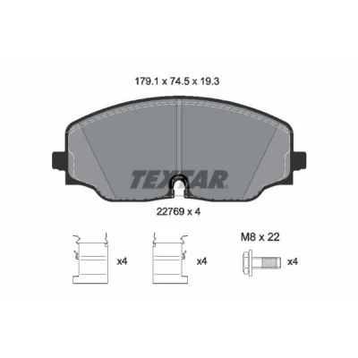 Imagen de TEXTAR 2276901 Juego de pastillas freno preparado para indicador desgaste con tornillos pinza accesorios