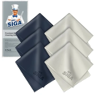 Imagen de MR.SIGA Paños de Limpieza Microfibra para Lentes, Gafas, Pantallas, tabletas, anteojos (6 Unidades)