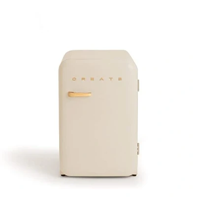 Imagen de CREATE / RETRO FRIDGE 83.5 WOOD/Frigorífico blanco roto maneta madera 98W, bajo consumo, 2 estantes, regulador temperatura, botellero, 56x54x84cm