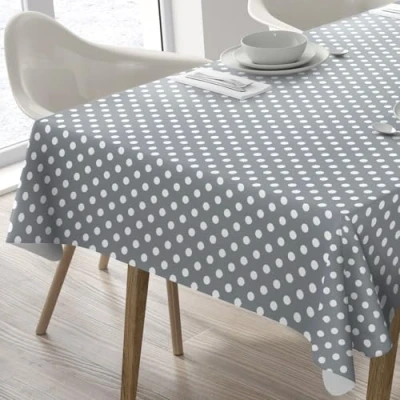 Imagen de Home Direct Mantel de Hule, Rectangular 140 x 180cm Lunares Gris Claro