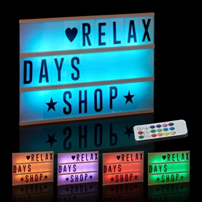 Imagen de Relaxdays Caja de Luz Led con 85 Letras y Símbolos Cambio Color, Plástico, Blanco, 22 x 30 4,5 cm, 5 cm