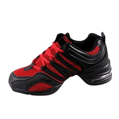 Imagen de Yudesun Zapatos Aire Libre Deportes Danza Mujer Mujeres Lona Cordones Suela de Goma Zapatillas Practicidad Running Sneaker Jazz Contemporáneo Baile Informal Rojo (Los Son más pequeños)