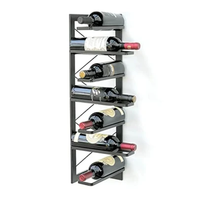 Imagen de DanDiBo botellero de metal negro esquina 70 cm 96292 pared moderno para 7 botellas