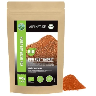 Imagen de BBQ Rub orgánico sabor ahumado, mezcla de especias para asar a la parrilla, adobo seco, parrilla 100% natural, sin aditivos artificiales, ingredientes orgánicos (100 GR)