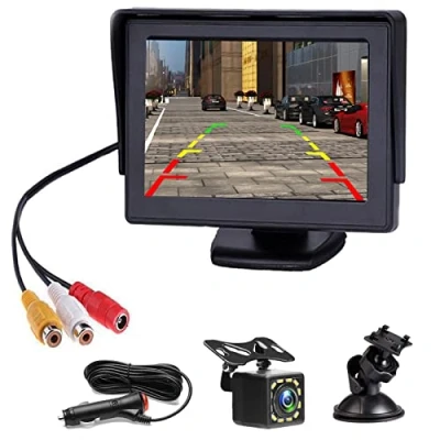 Imagen de Kit de Cámara Marcha Atrás para Coche, Visión Trasera 4,3 &quot;, Monitor con 12 LED IR Nocturna, Impermeable Furgonetas, SUV, Camionetas, Camiones