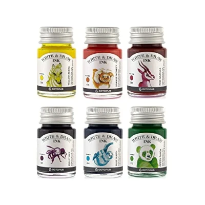 Imagen de Octopus Write and Draw Ink Set CARNIVAL tinta resistente al agua para escribir y dibujar, de caligrafía, dibujo pluma estilográfica (6 x 10 ml)