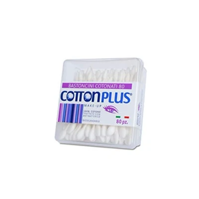 Imagen de COTTON Plus Bastones de algodón PARA maquillaje 80 uds. LÍNEA BEAUTY FIOC EL MAKE UP dos cabezales diferentes, funciones.