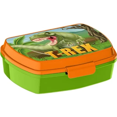 Imagen de ALMACENESADAN, 4924, Pack vuelta al cole Dinosaur, dinosaurios; compuesto por fiambrera Sandwichera rectangular multicolor, producto reutilizable, sin BPA
